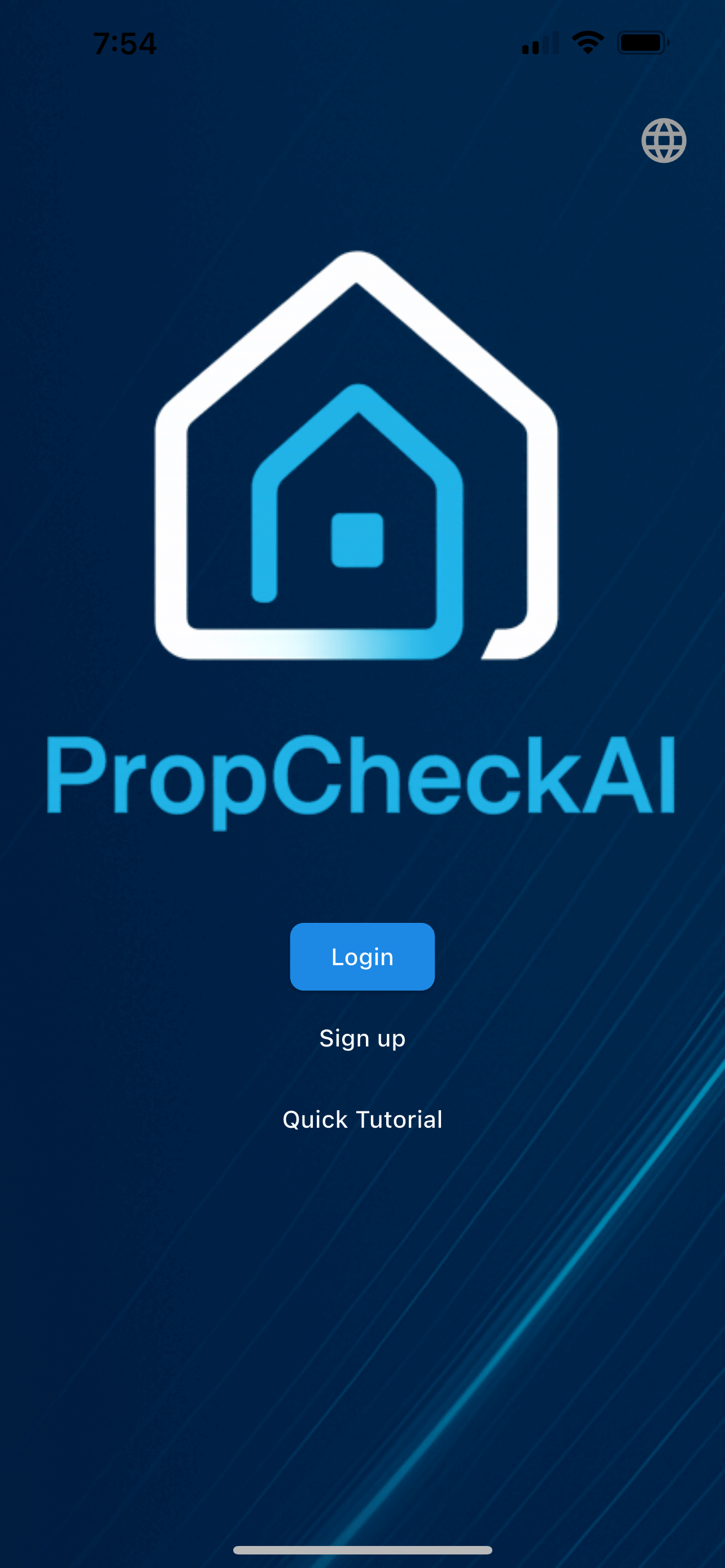 Welcome screen